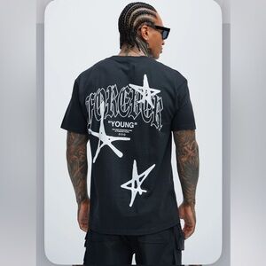 Forever Young Black Graphic T-Shirt